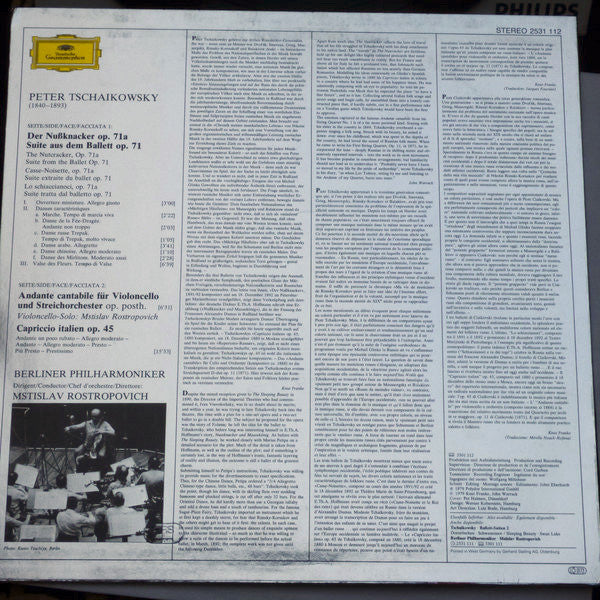 Pyotr Ilyich Tchaikovsky – Berliner Philharmoniker · Mstislav Rostropovich : Ballett-Suiten 1 (LP)