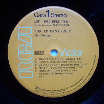 Elvis Presley : For LP Fans Only (LP, Comp, RE)