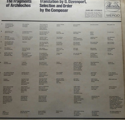 Lukas Foss : Echoi / The Fragments Of Archilochos / Non-Improvisation (LP, RE)