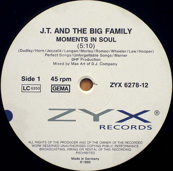 J.T. And The Big Family : Moments In Soul (12", Single)