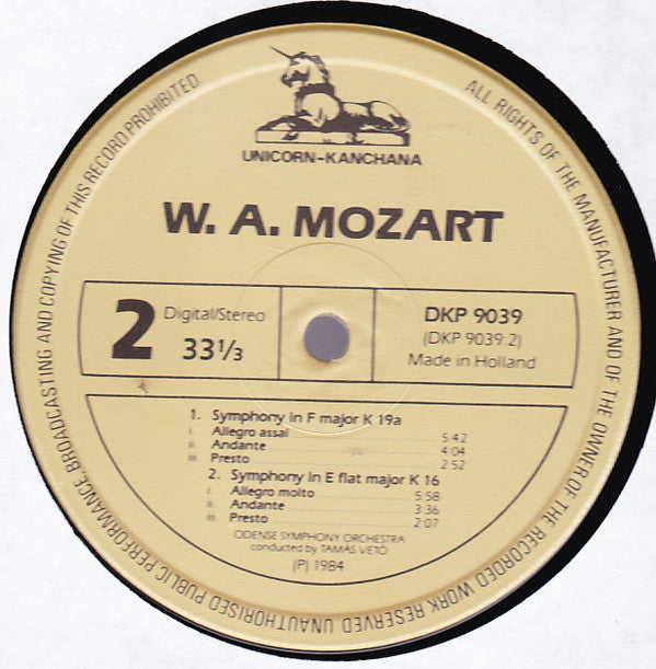 Wolfgang Amadeus Mozart - Odense Symfoniorkester Conducted By Tamás Vetö : The First Three Symphonies & Symphony K16a "Odense" (LP)