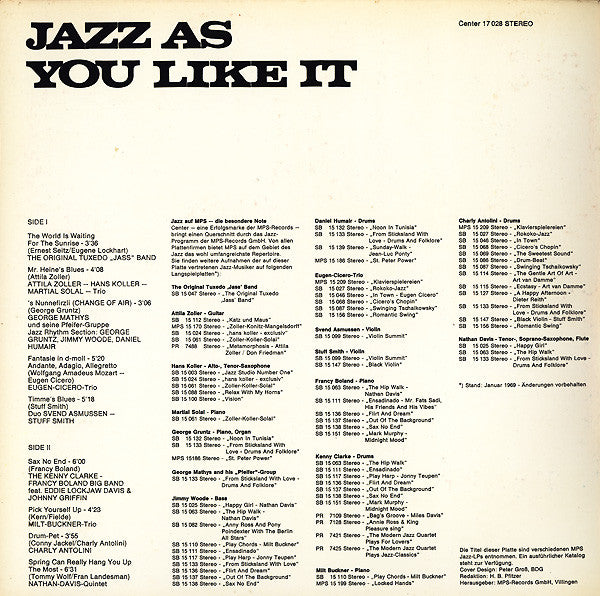 Various : Jazz As You Like It (LP, Smplr, Gat)