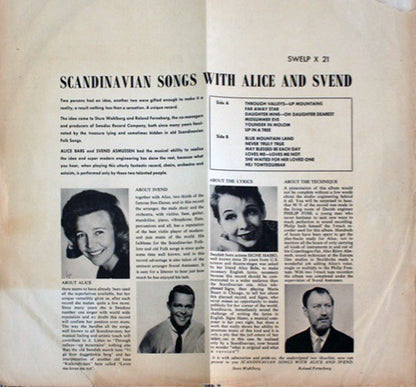 Alice Babs & Svend Asmussen : Scandinavian Songs With Alice And Svend (LP, Album, Mono, Bur)