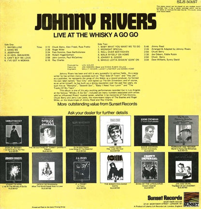 Johnny Rivers : Live At The Whisky A Go Go (LP, Album, RE)