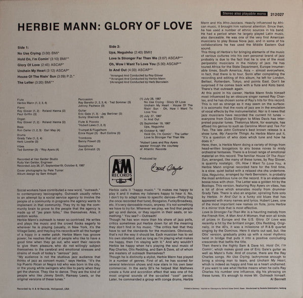 Herbie Mann : Glory Of Love (LP, Album)