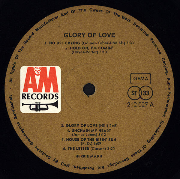 Herbie Mann : Glory Of Love (LP, Album)