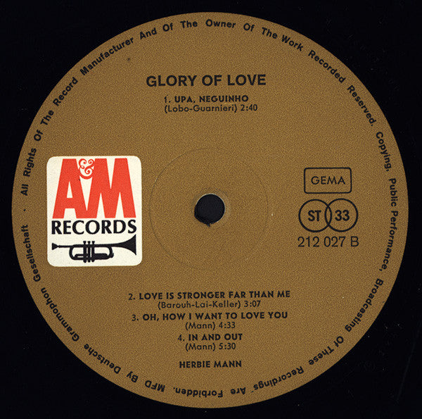 Herbie Mann : Glory Of Love (LP, Album)