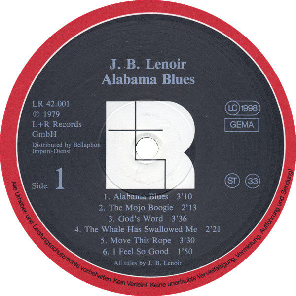 J.B. Lenoir : Alabama Blues (LP, Album, RE)