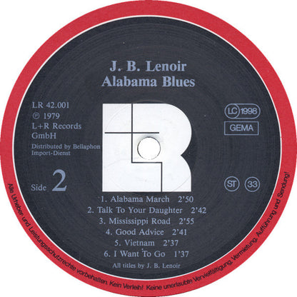 J.B. Lenoir : Alabama Blues (LP, Album, RE)