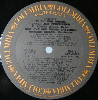 E. Power Biggs, New England Brass Ensemble, Richard Burgin : Heroic Music For Organ, Brass & Percussion (2xLP, Comp, Gat)