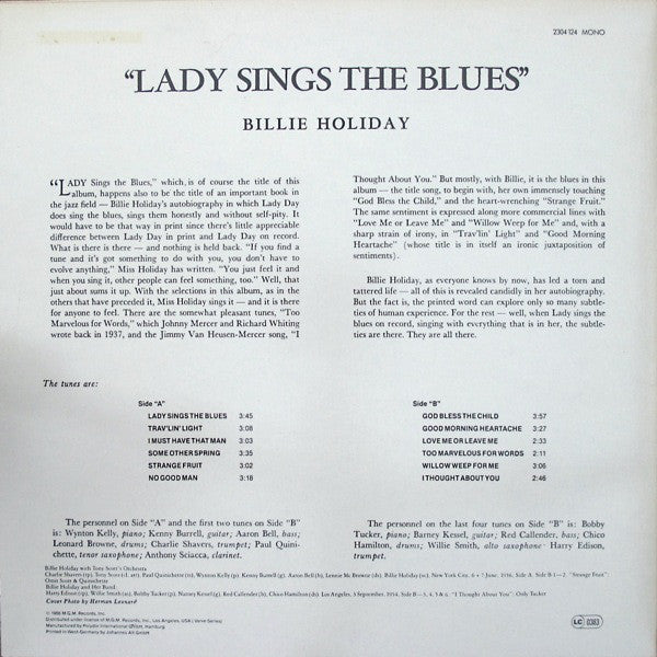 Billie Holiday : Lady Sings The Blues (LP, Album, Mono, RE)