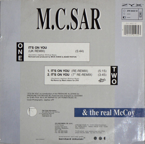 Real McCoy : It's On You (UK Remix) (12")