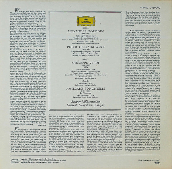 Herbert von Karajan, Berliner Philharmoniker : Opernballette (LP, Album, RP)