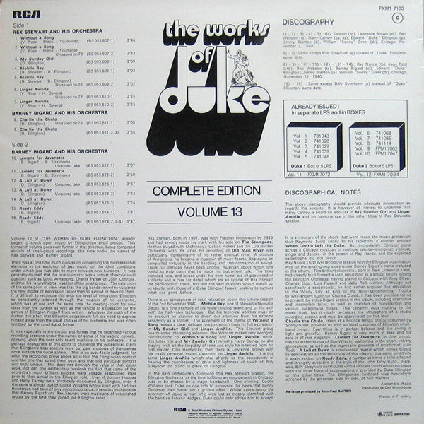 Rex Stewart And His Orchestra / Barney Bigard And His Orchestra : The Works Of Duke - Integrale Volume 13 (LP, Comp, Mono)