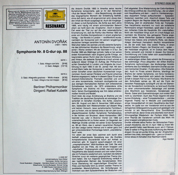 Antonín Dvořák, Berliner Philharmoniker, Rafael Kubelik : Symphonie Nr. 8 In G-Dur Op.88 (LP)