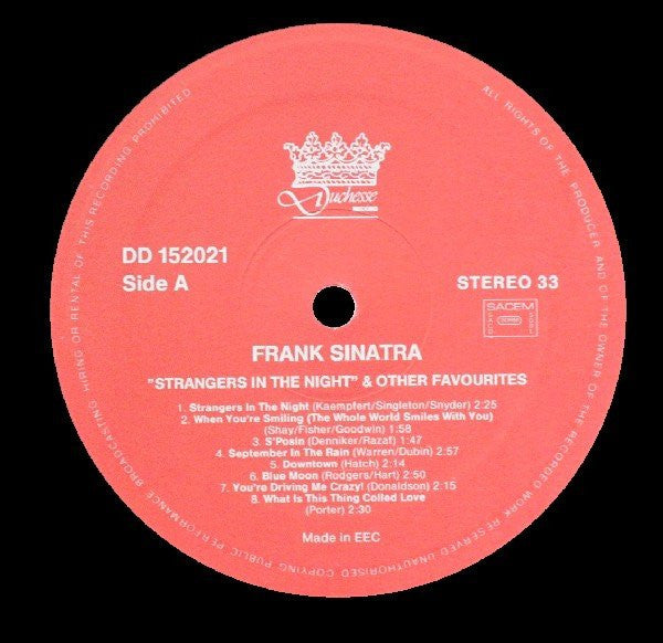 Frank Sinatra : "Strangers In The Night" & Other Favourites (LP, Comp)