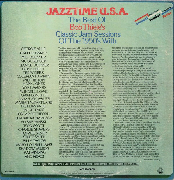 Various : Jazztime U.S.A. - The Best Of Bob Thiele's Classic Jam Sessions Of The 1950's (2xLP, Album, Comp, gat)