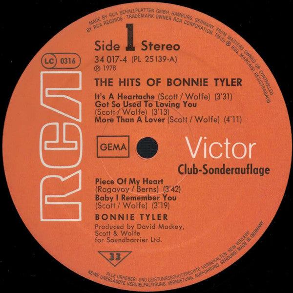 Bonnie Tyler : The Hits Of Bonnie Tyler (LP, Comp, Club)
