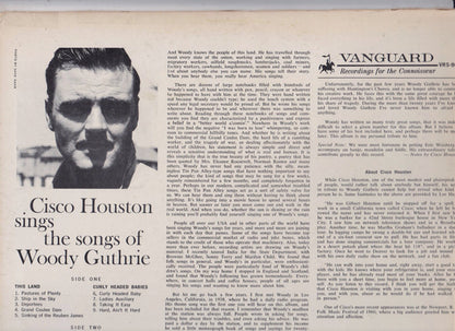 Cisco Houston : Cisco Houston Sings The Songs Of Woody Guthrie (LP, Album, Mono)