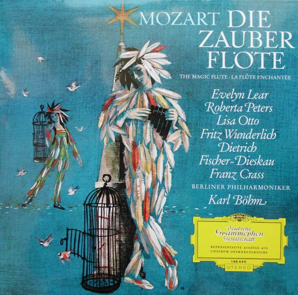 Wolfgang Amadeus Mozart - Evelyn Lear, Roberta Peters, Lisa Otto, Fritz Wunderlich, Dietrich Fischer-Dieskau, Franz Crass, Berliner Philharmoniker, Karl Böhm : Die Zauberflöte (Opernquerschnitt) (LP, RE)