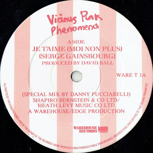 Vicious Pink Phenomena : Je T'aime (12", Single)