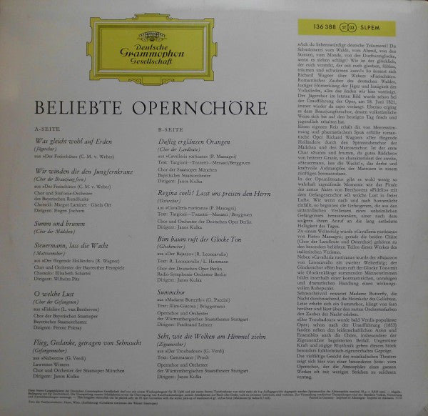 Various : Beliebte Opernchöre (LP, Comp)