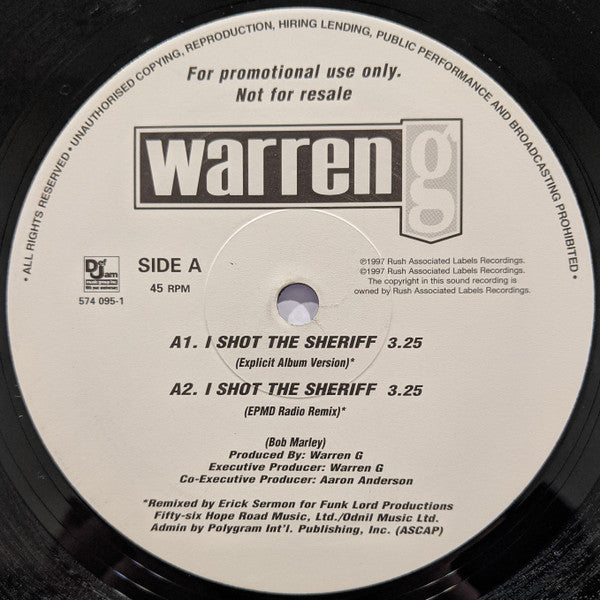 Warren G : I Shot The Sheriff (EPMD Remixes) (12", Promo)