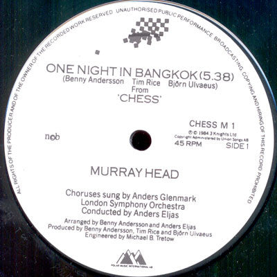 Murray Head : One Night In Bangkok (12", Maxi)