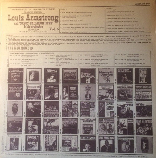 Louis Armstrong And His Savoy Ballroom Five & Louis Armstrong And His Orchestra : St. James Infirmary 1928 -1929 (LP, Comp)