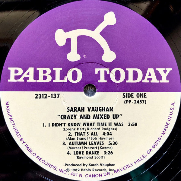 Sarah Vaughan : Crazy And Mixed Up (LP, Album)