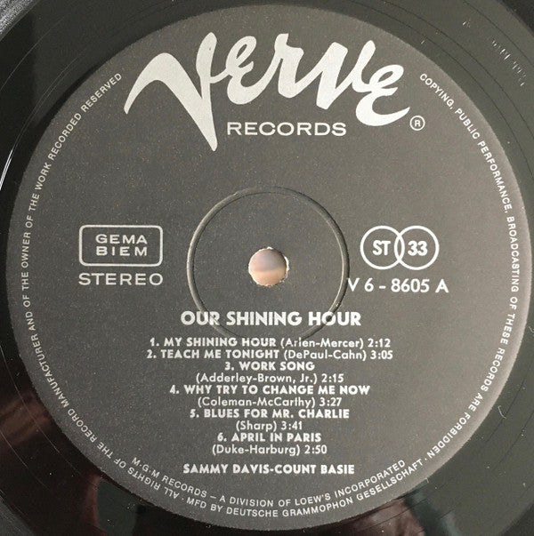 Sammy Davis Jr. & Count Basie : Our Shining Hour (LP, Album)