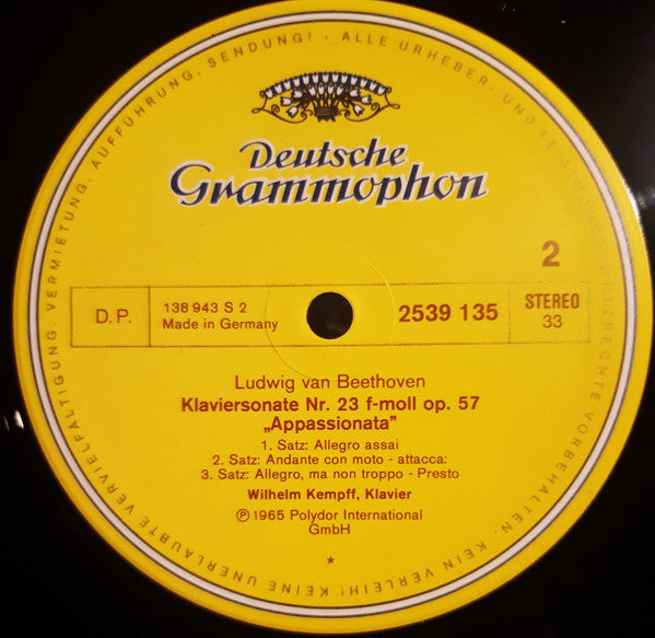 Ludwig van Beethoven - Wilhelm Kempff : Die Beliebtesten Sonaten (The Best-Loved Sonatas) (2xLP, Comp, RE, Gat)