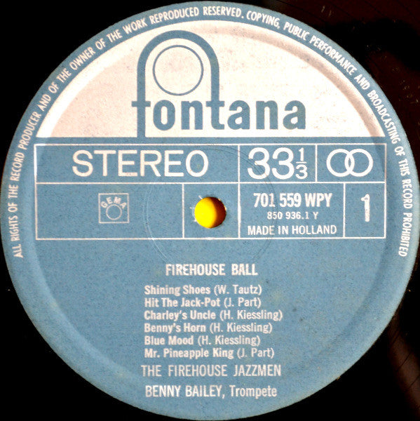 Benny Bailey : Firehouse Ball The Firehouse Jazzmen (LP)