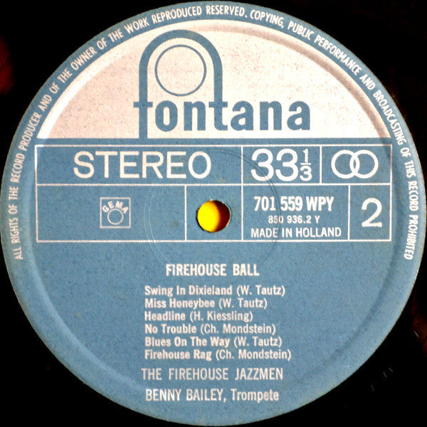 Benny Bailey : Firehouse Ball The Firehouse Jazzmen (LP)