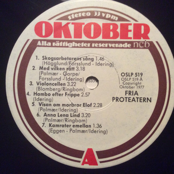 Fria Proteatern : Med Vilken Rätt (LP, Album, Gat)