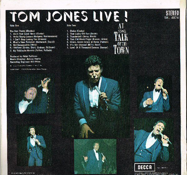 Tom Jones : Tom Jones Live! At The Talk Of The Town (LP, Album)