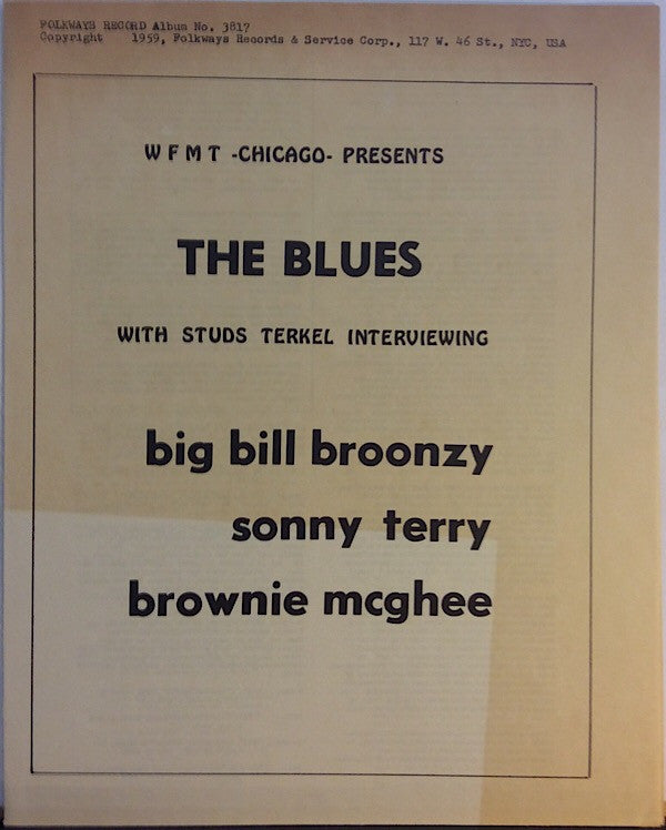 Big Bill Broonzy · Sonny Terry · Brownie McGhee : Blues With Big Bill Broonzy · Sonny Terry · Brownie McGhee (LP, Album)