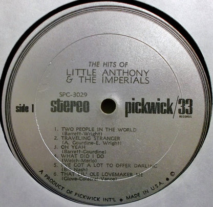 Little Anthony & The Imperials : The Hits Of Little Anthony And The Imperials (LP, Comp)