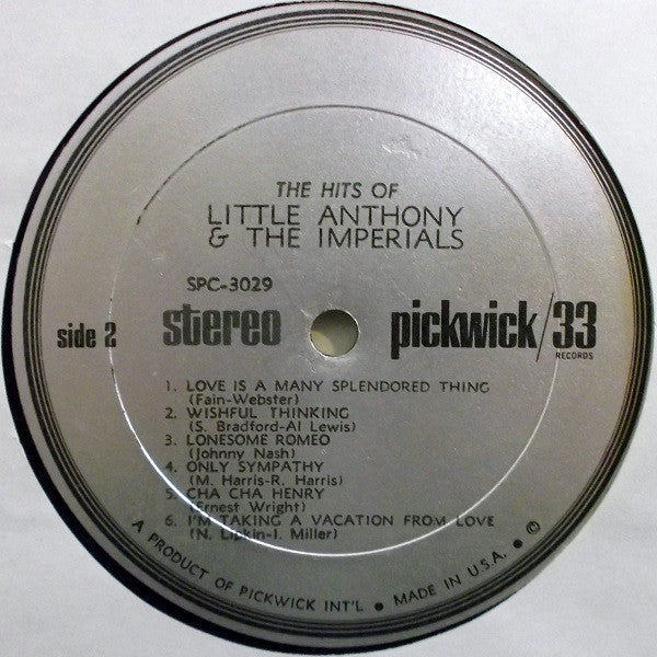 Little Anthony & The Imperials : The Hits Of Little Anthony And The Imperials (LP, Comp)