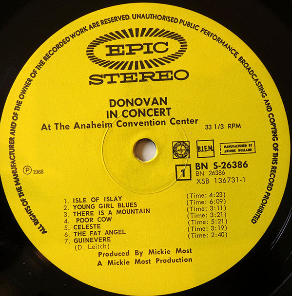 Donovan : Donovan In Concert (LP, Album)