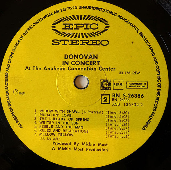 Donovan : Donovan In Concert (LP, Album)