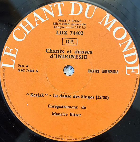 Various : Chants Et Danses Indonesie - Gamelans (LP, Album)