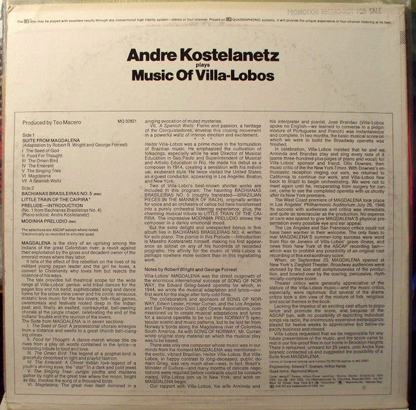 André Kostelanetz / Heitor Villa-Lobos : André Kostelanetz Plays The Music Of Villa-Lobos (LP, Album, Quad)