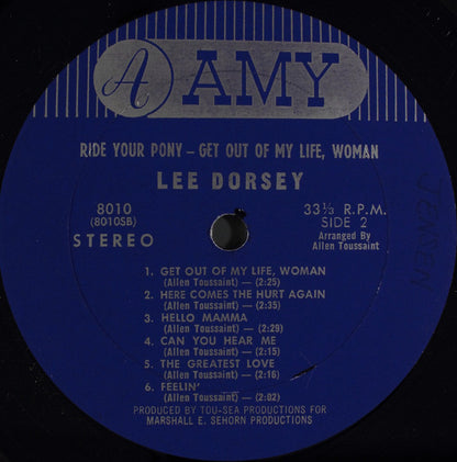 Lee Dorsey : Ride Your Pony - Get Out Of My Life Woman (LP, Album)