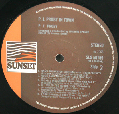 P.J. Proby : In Town (LP, Album, RE)