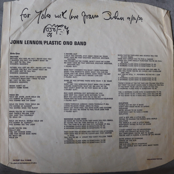 John Lennon / The Plastic Ono Band : John Lennon / Plastic Ono Band (LP, Album)