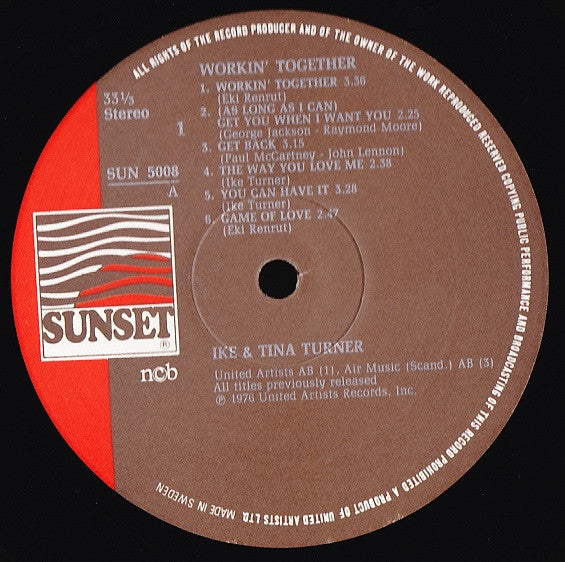 Ike & Tina Turner : Workin' Together (LP, Album)