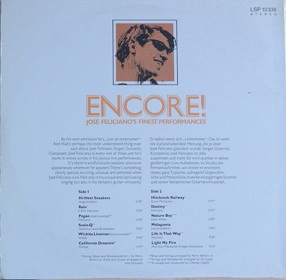 José Feliciano : Encore! José Feliciano's Finest Performances (LP, Album)