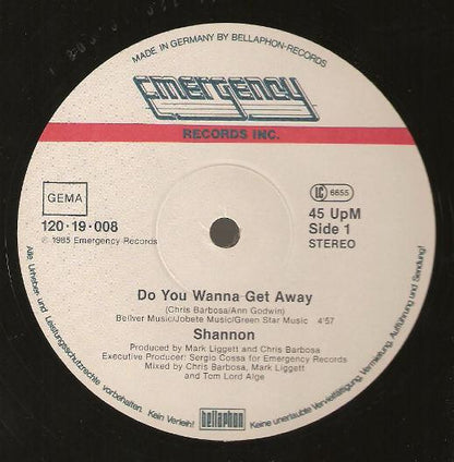 Shannon : Do You Wanna Get Away (12", Maxi)