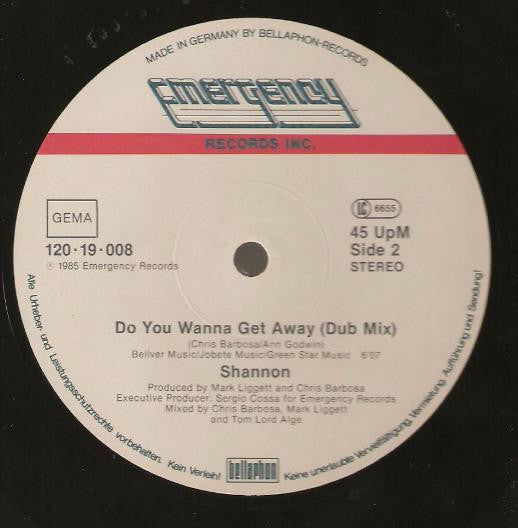 Shannon : Do You Wanna Get Away (12", Maxi)